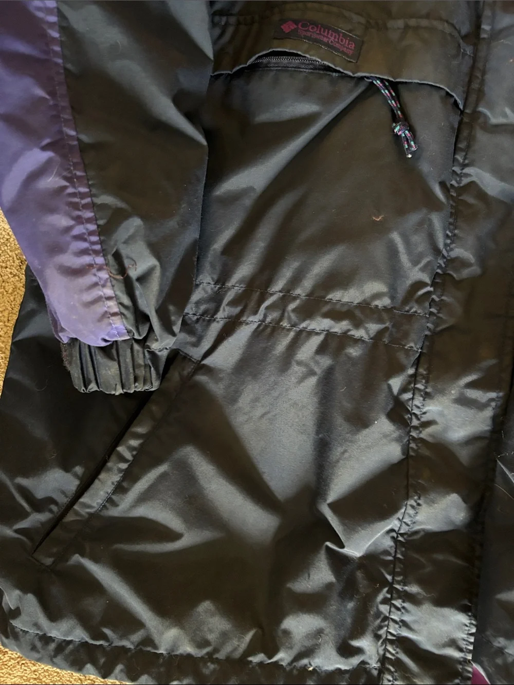Columbia Navy and Purple Colorblock womens winter Jacket with removable liner.